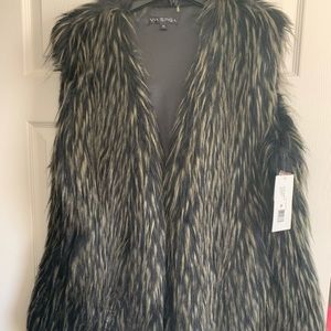 Via Spiga “Wild” Faux Fur Vest~Black